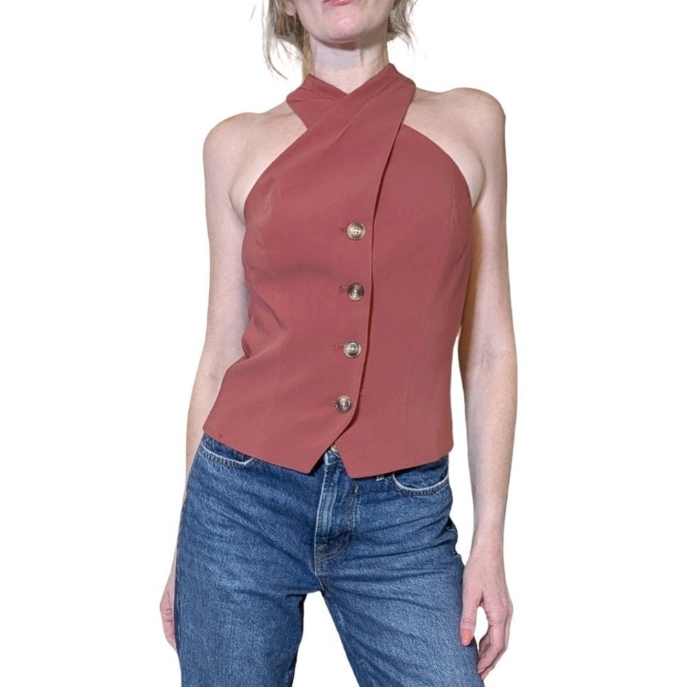 White House Black Market Sienna Crossover Halter Vest WHBM Office Top Size 2